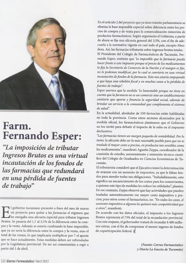 Entrevista a Fernando Esper sobre la nueva al&iacute;cuota de Ingresos Brutos